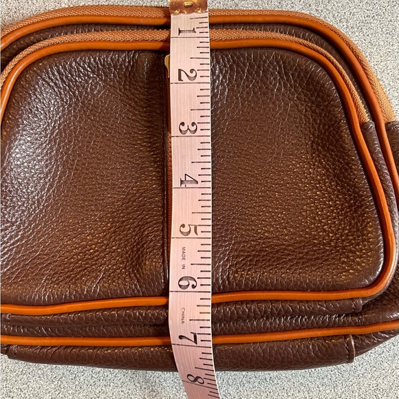 Valentina Brown & Carmel Pebbled Leather Crossbody Bag - Picture 10 of 13